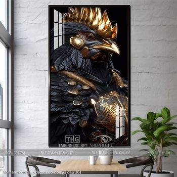 file tranh con giap decor tuoi con ga dau 361