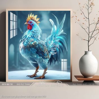 file tranh con giap decor tuoi con ga dau 363