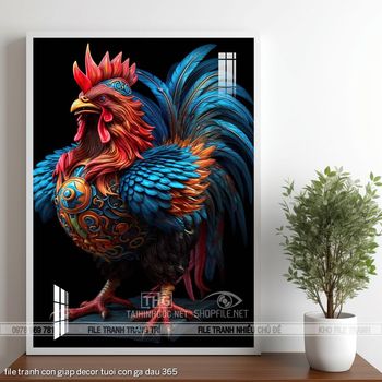 file tranh con giap decor tuoi con ga dau 365