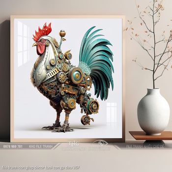 file tranh con giap decor tuoi con ga dau 367