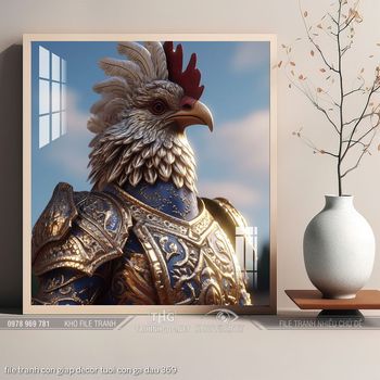 file tranh con giap decor tuoi con ga dau 369