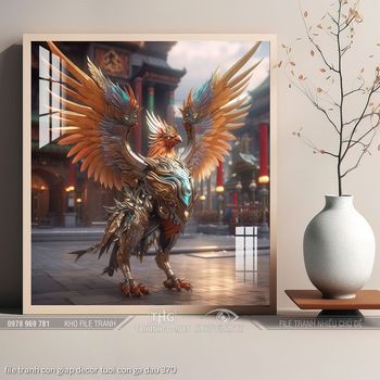 file tranh con giap decor tuoi con ga dau 370