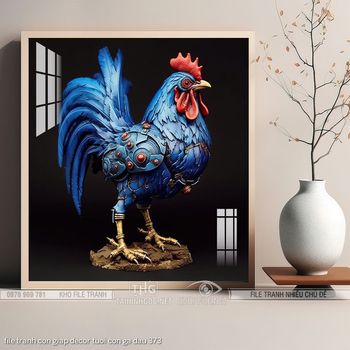 file tranh con giap decor tuoi con ga dau 373