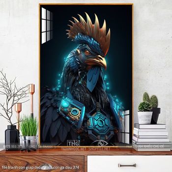 file tranh con giap decor tuoi con ga dau 374