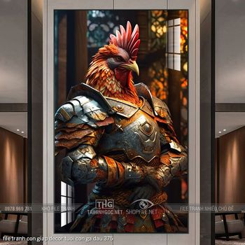 file tranh con giap decor tuoi con ga dau 375