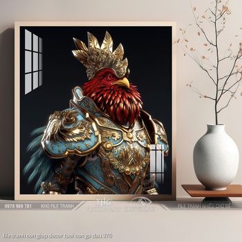 file tranh con giap decor tuoi con ga dau 376