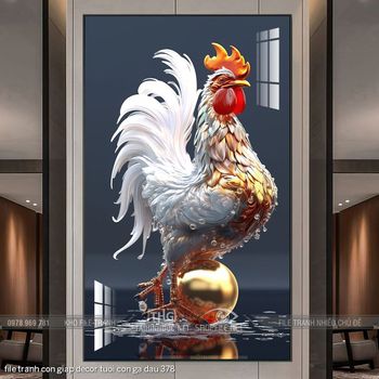 file tranh con giap decor tuoi con ga dau 378