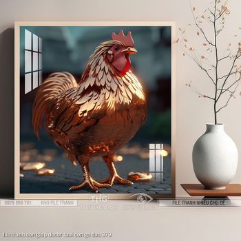 file tranh con giap decor tuoi con ga dau 379