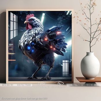 file tranh con giap decor tuoi con ga dau 380