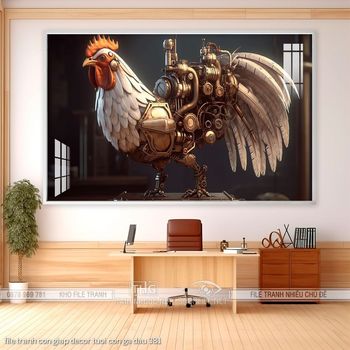 file tranh con giap decor tuoi con ga dau 381