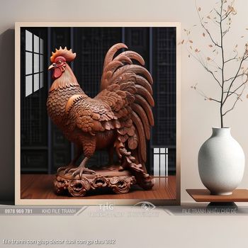 file tranh con giap decor tuoi con ga dau 382