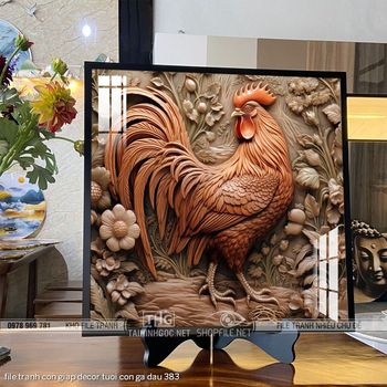 file tranh con giap decor tuoi con ga dau 383