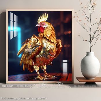 file tranh con giap decor tuoi con ga dau 384