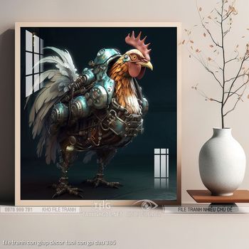 file tranh con giap decor tuoi con ga dau 385