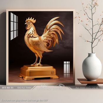 file tranh con giap decor tuoi con ga dau 387