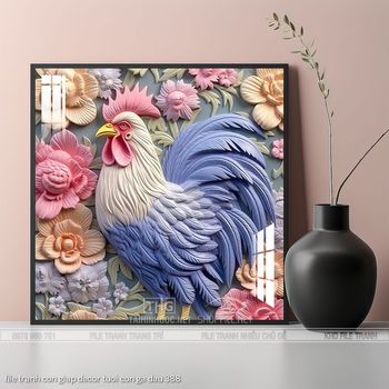 file tranh con giap decor tuoi con ga dau 388