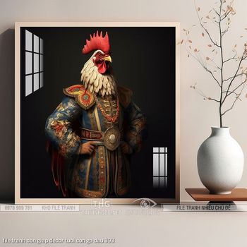 file tranh con giap decor tuoi con ga dau 393