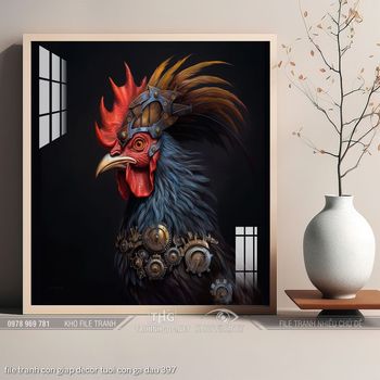 file tranh con giap decor tuoi con ga dau 397