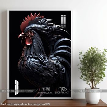 file tranh con giap decor tuoi con ga dau 399