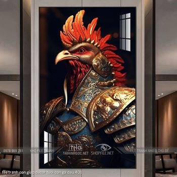 file tranh con giap decor tuoi con ga dau 401