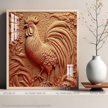 file tranh con giap decor tuoi con ga dau 402