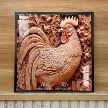 file tranh con giap decor tuoi con ga dau 403