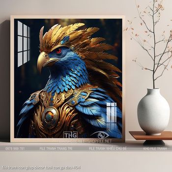 file tranh con giap decor tuoi con ga dau 404