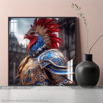 file tranh con giap decor tuoi con ga dau 408