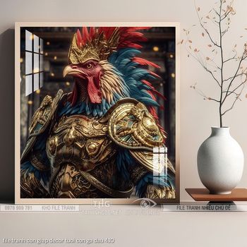 file tranh con giap decor tuoi con ga dau 410