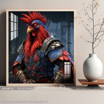 file tranh con giap decor tuoi con ga dau 411