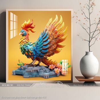 file tranh con giap decor tuoi con ga dau 413