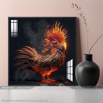 file tranh con giap decor tuoi con ga dau 414