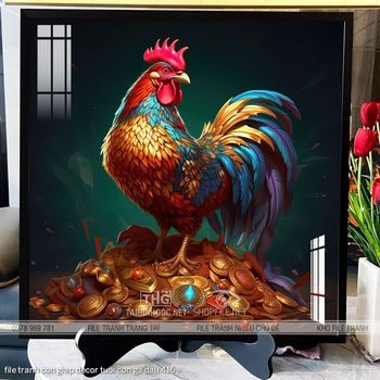 file tranh con giap decor tuoi con ga dau 416