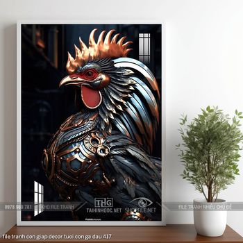 file tranh con giap decor tuoi con ga dau 417