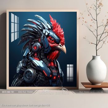 file tranh con giap decor tuoi con ga dau 418