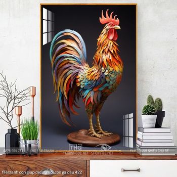 file tranh con giap decor tuoi con ga dau 422