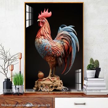 file tranh con giap decor tuoi con ga dau 424