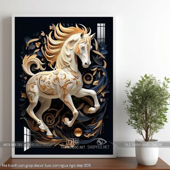 file tranh con giap decor tuoi con ngua ngo dep 305