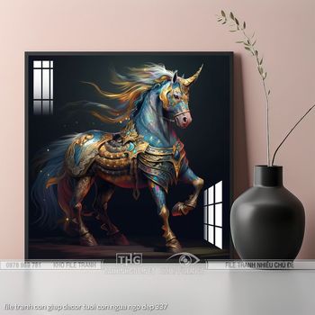 file tranh con giap decor tuoi con ngua ngo dep 337