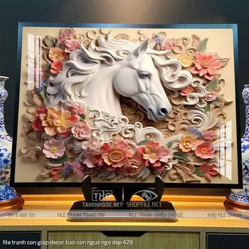 file tranh con giap decor tuoi con ngua ngo dep 429