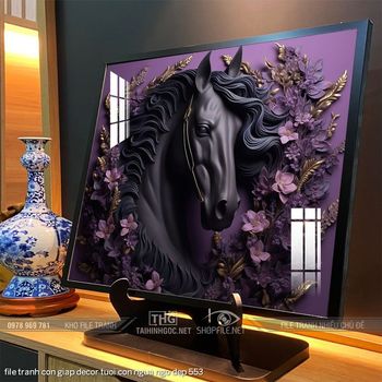 file tranh con giap decor tuoi con ngua ngo dep 553