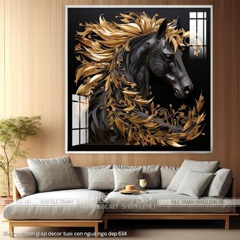 file tranh con giap decor tuoi con ngua ngo dep 614