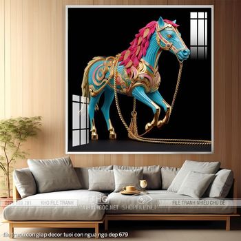 file tranh con giap decor tuoi con ngua ngo dep 679