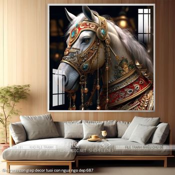 file tranh con giap decor tuoi con ngua ngo dep 687