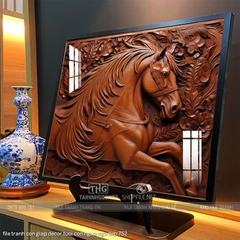 file tranh con giap decor tuoi con ngua ngo dep 752