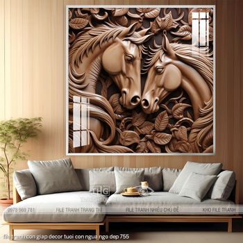 file tranh con giap decor tuoi con ngua ngo dep 755