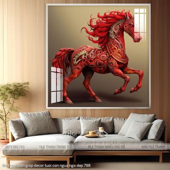 file tranh con giap decor tuoi con ngua ngo dep 798