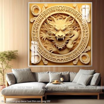 file tranh con giap decor tuoi thin con rong 132