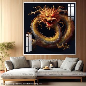 file tranh con giap decor tuoi thin con rong 146