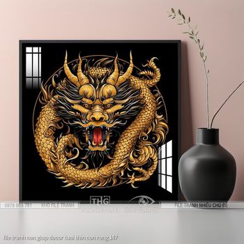 file tranh con giap decor tuoi thin con rong 147